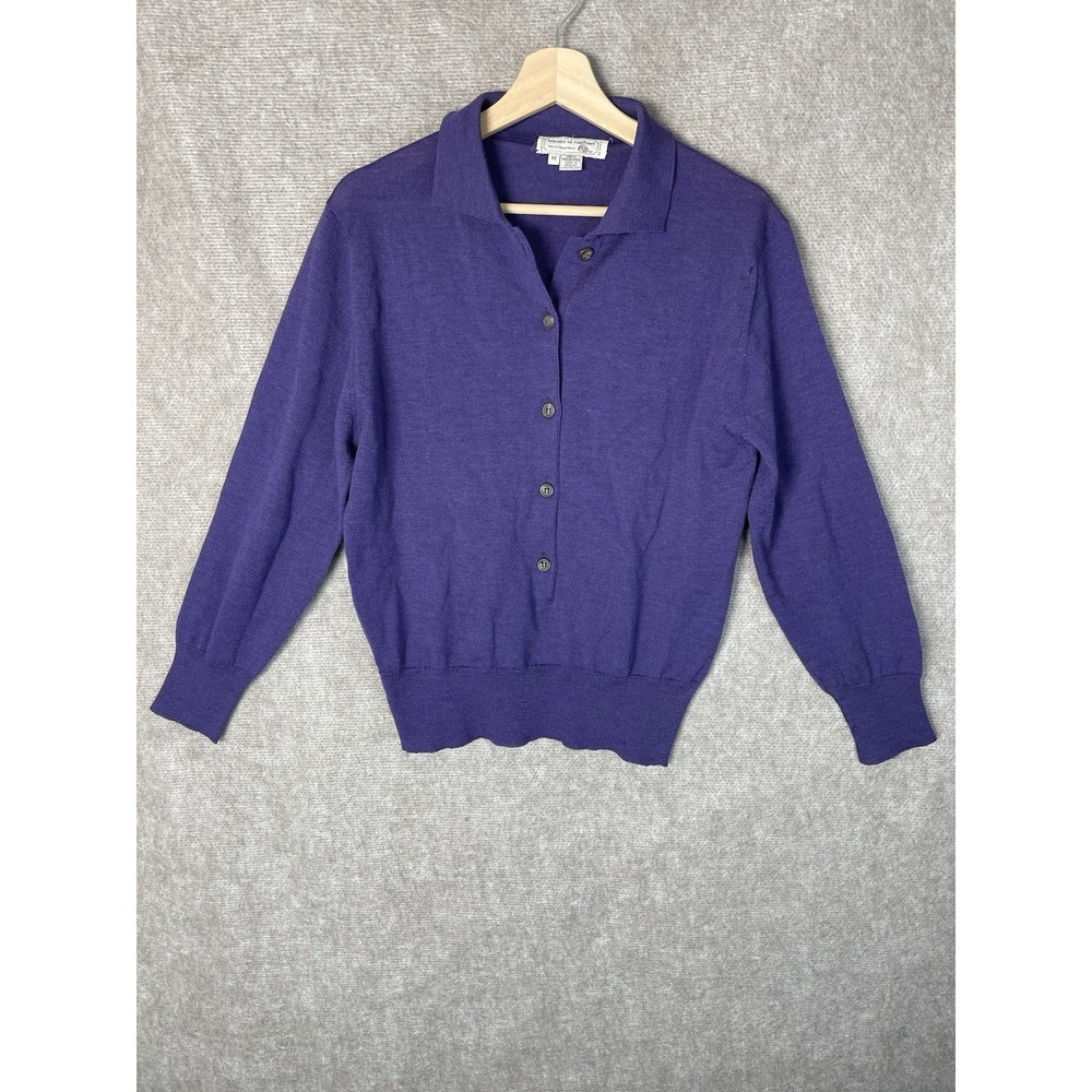 Vintage Tricots St. Raphael Women's Purple 100% Virgin Wool Sweater Sz M